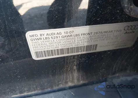 2008 Audi A6 3.2 z USA, uszkodzony, nr VIN WAUDH74F48N069061